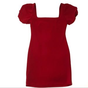FOREVER21 Red Puff Sleeve Bodycon dress